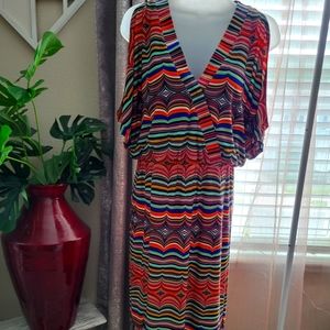 Cato bright cold shoulder dress